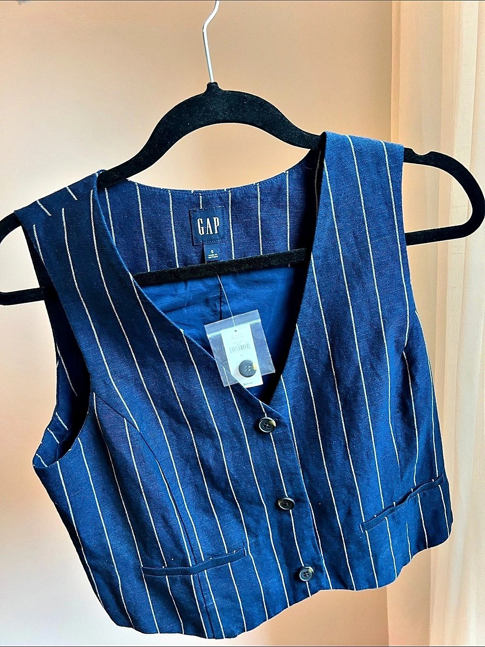 GAP Pinstripe Linen Blend Vest